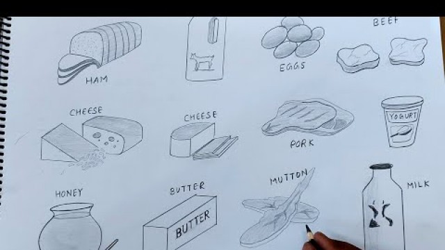 'food items we get from animals drawing I animal sources of food I animal products'