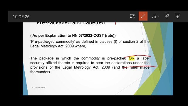 'GST on \" pre packaged and labelled\" specified food items'