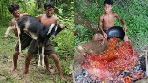 'Primitive Technology - Meet The Goat And Cooking & Eating delicious'