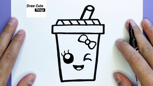 'HOW TO DRAW A CUTE DRINK, STEP BY STEP, SIMPLE EASY AND KAWAII, DRAW CUTE THINGS'