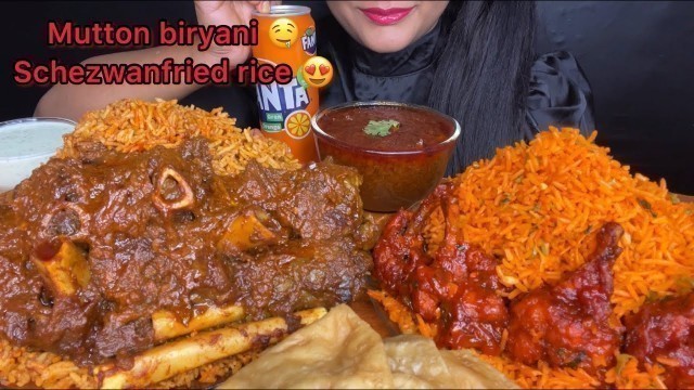 'ASMR MUTTON BIRYANI,MUTTON CURRY,SCHEZWAN FRIEDRICE,CHICKEN LOLLIPOP *FOOD VIDEOS,EATING VIDEOS'