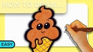 'How To Draw Chocolate Ice Cream YUMMY! :) Learn Step By Step How To Draw Ice Cream Happy POP IT Art'