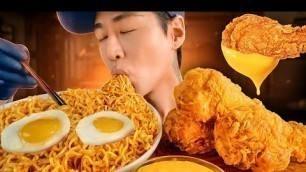 'ASMR MUKBANG INDOMIE MI GORENG & FRIED CHICKEN | COOKING & EATING SOUNDS | Zach Choi ASMR'