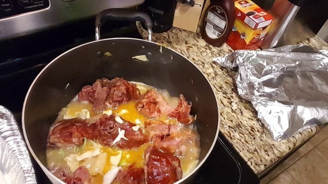 'Cabbage smoke neck bones and basic onion gravy #antoinetteyoungfood4thesoul'