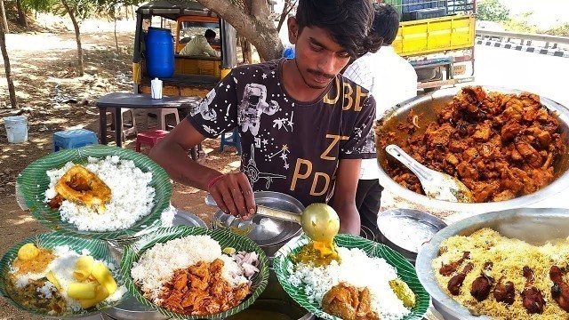 'Cheapest RoadSide Unlimited Meals | Indian Street Food | #Meals #Vegmeals #NonVegMeals #StreetFood'