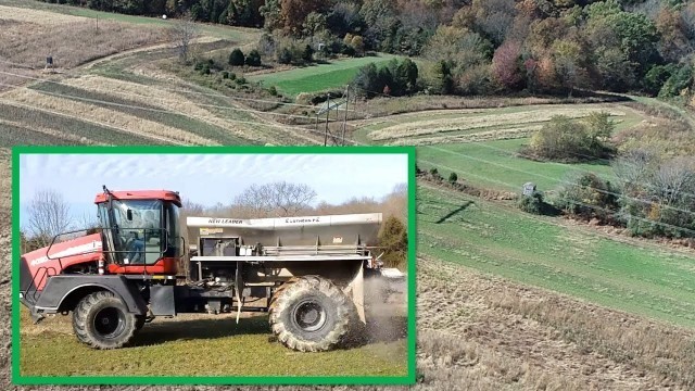 'Spreading AG lime for food plots; Improving deer habitat-Southern Illinois farm'