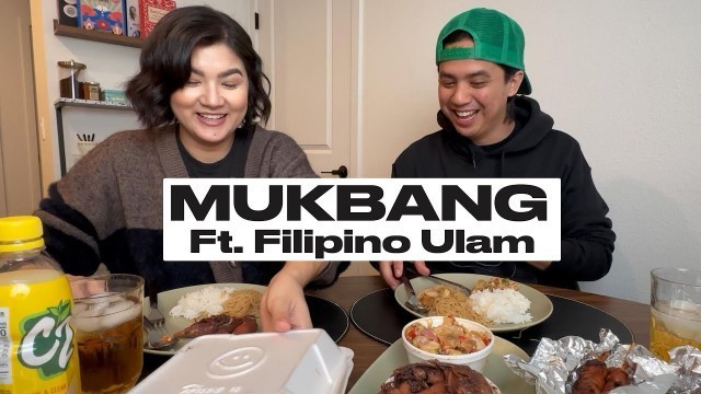 'MUKBANG —FILIPINO FOOD (Favorite Ulam\'s - Adobo pusit, sisig, pancit)'