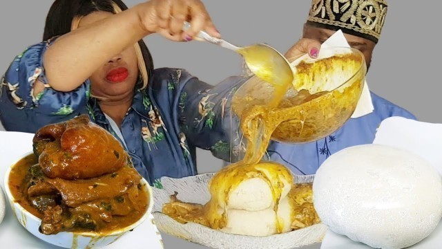 'MESSY SMACKING EATING CHALLENGE | ASSORTED MEAT OGBONO SOUP WITH FUFU | AFRICAN FOOD MUKBANG'