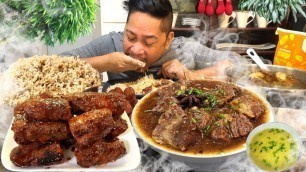 'MALAKASANG ALMUSAL!!! BEEF PARES!!! GARLIC SINANGAG!!! LONGGANISA!!  SABAW!  Filipino Food. Mukbang.'