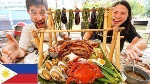 'Foreigners Try Filipino Food! HUGE SEAFOOD & PORK BELLY - BEST PINOY Street Food Manila Philippines'