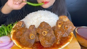 'ASMR EATING SPICY MUTTON CURRY,LONG WHITE RICE,GREEN CHILLI *SPICY'