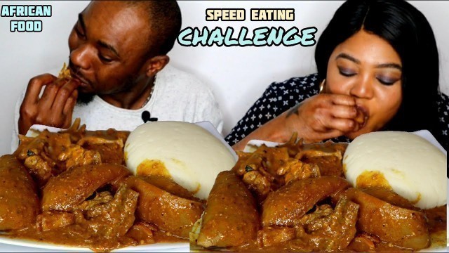 'ASMR FUFU AND OGBONO SOUP WITH ASSORTED MEAT | SPEED EATING CHALLENGE | AFRICAN FOOD #TheAdimFamily'