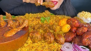 'ASMR EATING SPICY CHICKEN BIRYANI,CHICKEN CURRY,RAITA,CHICKEN LEG PIECE *BIRYANI EATING*'