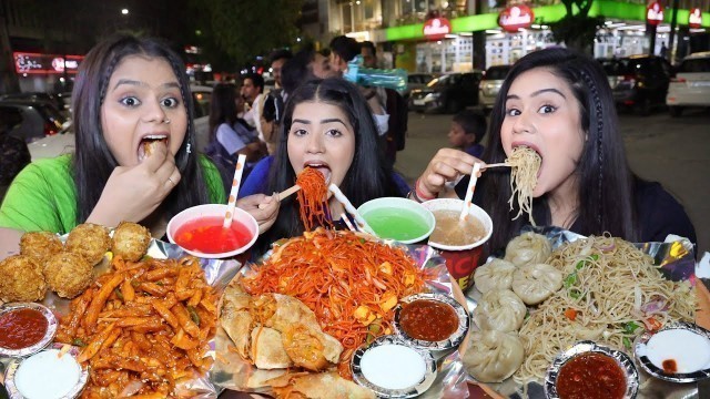 'Chinese Street Food Eating Challenge | Chow Mein, Momos, Noodles, Spring Roll etc.. | Food Challenge'