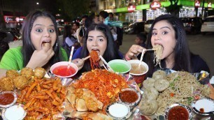 'Chinese Street Food Eating Challenge | Chow Mein, Momos, Noodles, Spring Roll etc.. | Food Challenge'