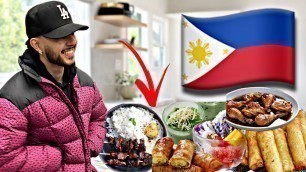 'Mexican Tries FILIPINO FOOD For The First Time! | BBQsilog, Pork Lumpia, Banana Turon...'