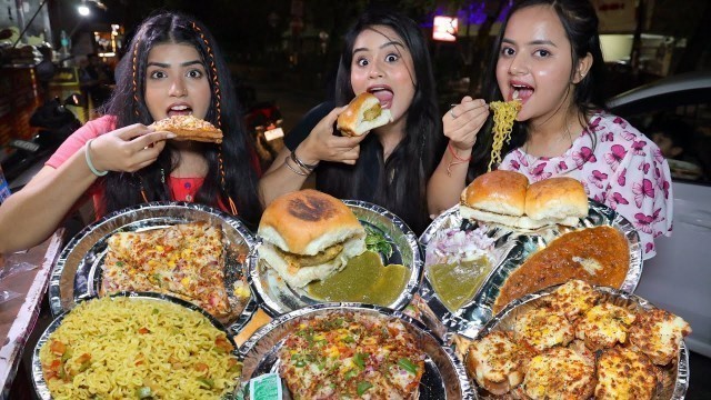 'Maggi, Vada Pav, Pizza, Burger, Sandwich, Pav Bhaji, Garlic Bread Eating Challenge | Food Challenge'