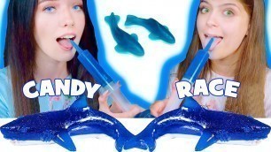 'ASMR Eating Only Blue Food | Jelly Shooter Race, Ufo Wafers  MUKBANG 먹방'