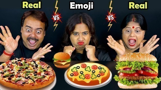 'Emoji Vs Real Food Eating Challenge | Emoji Food Eating Competition | Food Challenge'