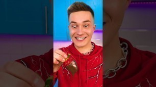 'Yum! Rainbow Chocolate Strawberry! Eating Challenge #shorts'