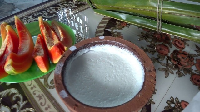 'Papaya and Buffalo Curd in Trincomalee Sri Lanka #food'