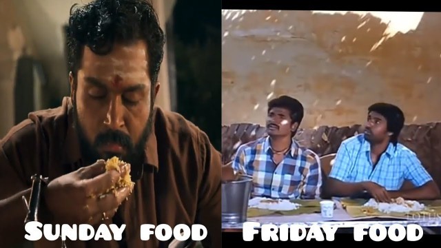 'Sunday Food vs Friday Food Funny Memes'