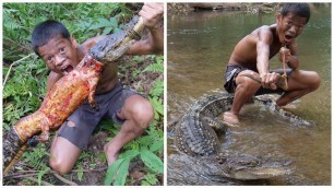 'Primitive Technology - Eating Delicious - Find Food Meet Crocodile Cooking In Jungle #222'