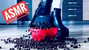 'ASMR.Crushing crunchy cereals with high hilled leather boots.Satisfying food crushing.No talking 04'