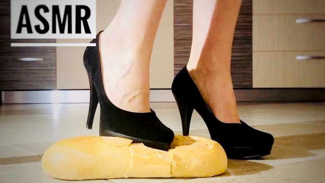 'ASMR.Relaxing walking and crushing bread with high heeled pumps.Food crushing.No talking 03'