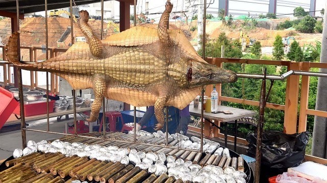 'Amazing ! A Whole Crocodile  BBQ - Taiwanese Street Food烤鱷魚'