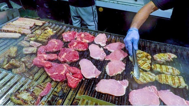 'Huge Grills Super Loaded of Meat from Argentina. Italy Street Food Festival'