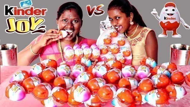 'KINDER JOY EATING CHALLENGE IN TAMIL FOODIES DIVYA vs ANUSHYA | FUN CAME WITH KINDERJOY COMPETITION'