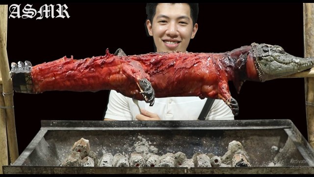 'Wow! DELICIOUS GRILLED CROCODILE EATING SOUNDS NO TALKING [FOOD RECIPE] #JIWOO ASMR'