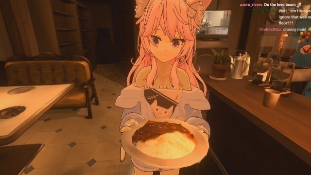 'Shy Catgirl brings you food'