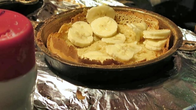 'London Street Food. The Sweet Pancake from Malaysia. Seen in Brick Lane Market'