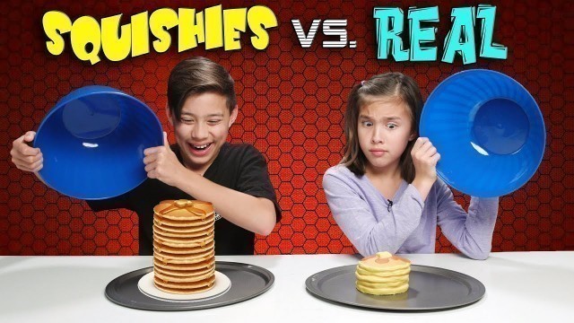 'SQUISHY FOOD VS. REAL FOOD CHALLENGE!!! Attack of the JUMBO Squishies!'