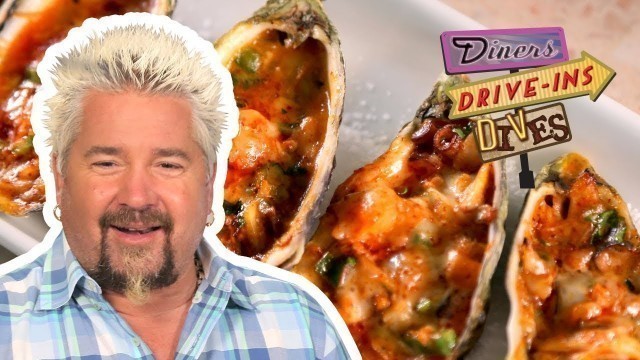 'Grilled Stuffed Oysters | Diners, Drive-ins and Dives with Guy Fieri | Food Network'