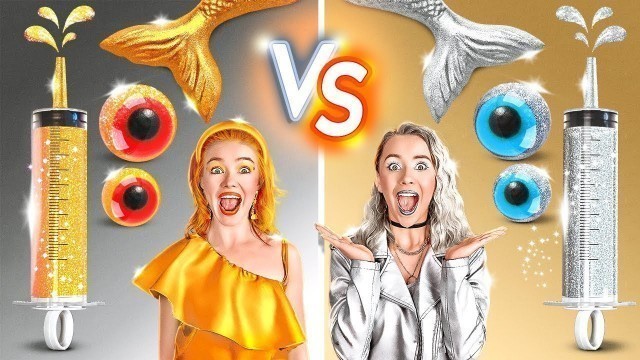 'GOLD VS SILBER FOOD-CHALLENGE || 24 Stunden nur eine Farbe essen! Mukbang auf 123 GO! FOOD'