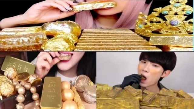 'ASMR GOLD FOOD MUKBANG'