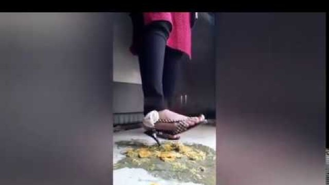 'Indian girl crushing orange in heels   heels crush  food crush  Indian feet   HD mp4'