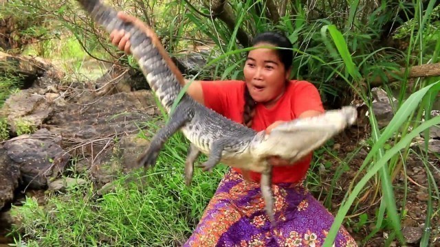 'Found Crocodile Eggs In the mountain valley for food - Cooking skill'