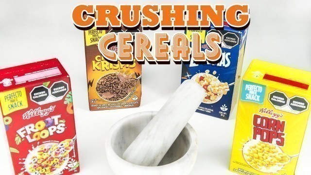 'CRUSHING DIFFERENT CEREALS CHOCOLATE, POPS, FROOT LOOPS CRUNCHY FOOD ASMR  SATISFYING (NOT TALKING)'