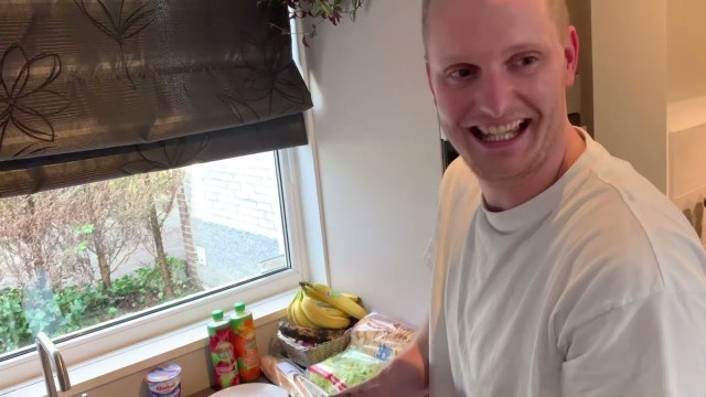 'My husband cooking his favorite food.'