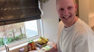 'My husband cooking his favorite food.'