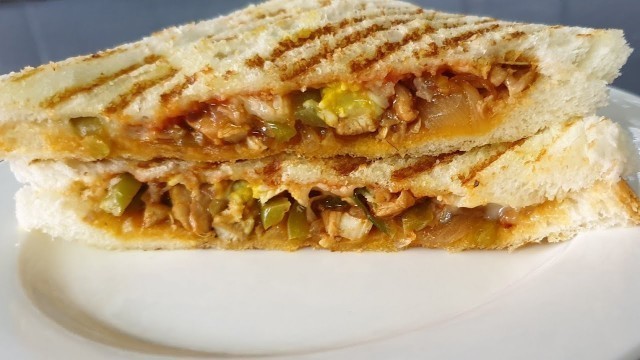 'Grilled Sandwich with Chicken and Cheese by Taste & Yum'