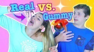 'REAL VS GUMMY FOOD CHALLENGE! EATING REAL WORMS'