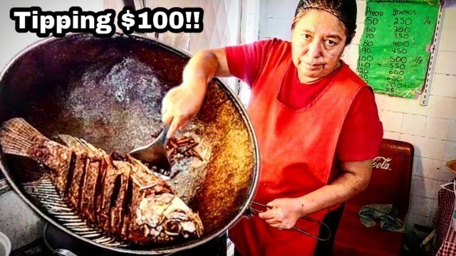 'The Best MEXICAN STREET FOOD - Deep Fried HEAVEN!! - Garlic & Chile FRIED FISH  \"La Perla Del Golfo\"'