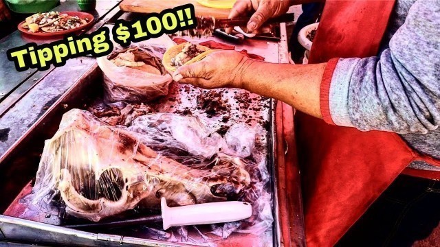 'Mexican Street Food - Pork Head BARBACOA TACOS - Insanely Delicious!! - San Luis Potosi, MEXICO'