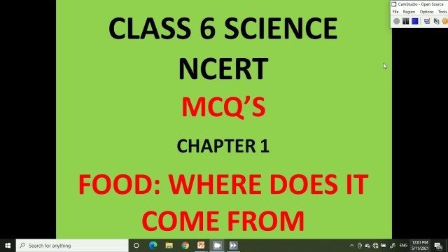 'MCQs CLASS 6 SCIENCE CHAPTER 1   FOOD : WHERE DOES IT COME FROM'