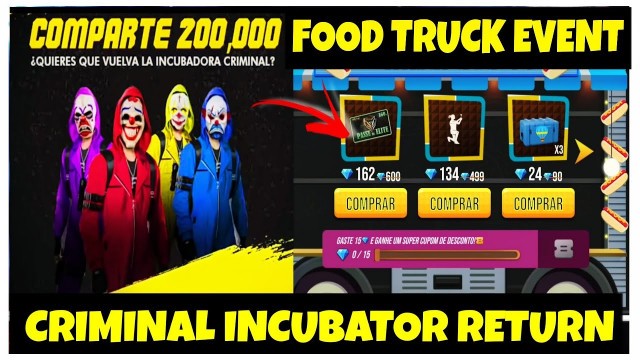 'CRIMINAL INCUBATOR RETURN IN FREEFIRE||NEW FOOD TRUCK EVENT||FREEFIRE NEW EVENTS||SK GAMING YT'